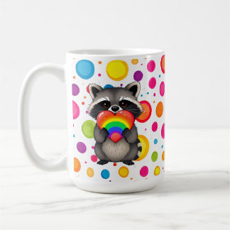 Sweater Personalisierter Raccoon mit Regenbogenher Kaffeetasse