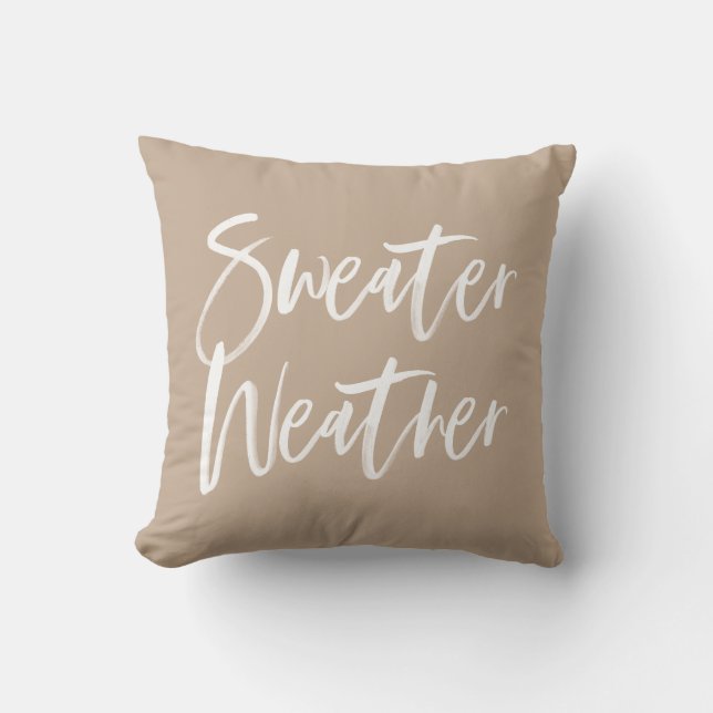 Sweater Weather | Beige Holiday Kissen (Vorderseite)