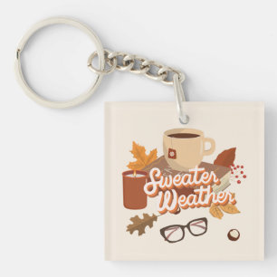 Sweater Weather Fall Design Gemütliche Herbst Ästh Schlüsselanhänger