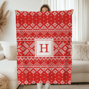 Sweater Weather Monogram Holiday Fleecedecke