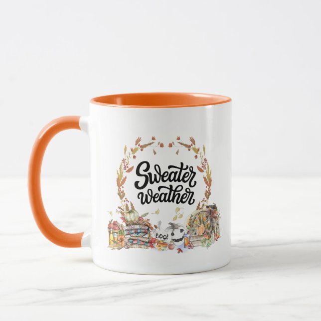 Sweater Weather | Rustikale Aquarellbilder Tasse (Links)