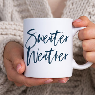 Sweater Wetter Navy Schriftzug Feiertage Kaffeetasse