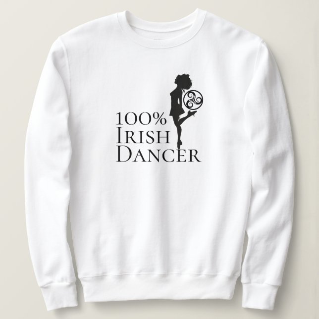 Sweatshirt 100% Danseur Irlandais Chaussure Dur Noir et Blanc (Design devant)