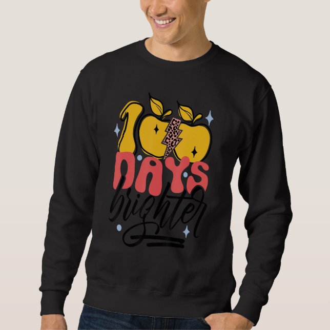 Sweatshirt 100 Days Brighter Lightning Bolt Teacher 100th Day (Devant)
