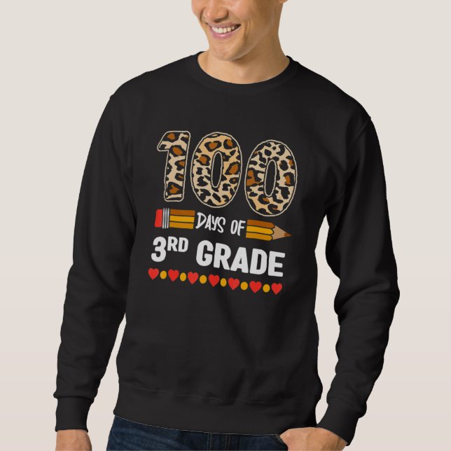 Sweatshirt 100 Days Of 3rd Grade Leopard  100th Day Of School (Devant)