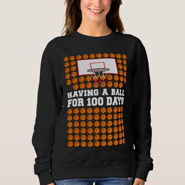Sweatshirt 100 Days Of School Basketball 100th Day Balls  For (Devant)