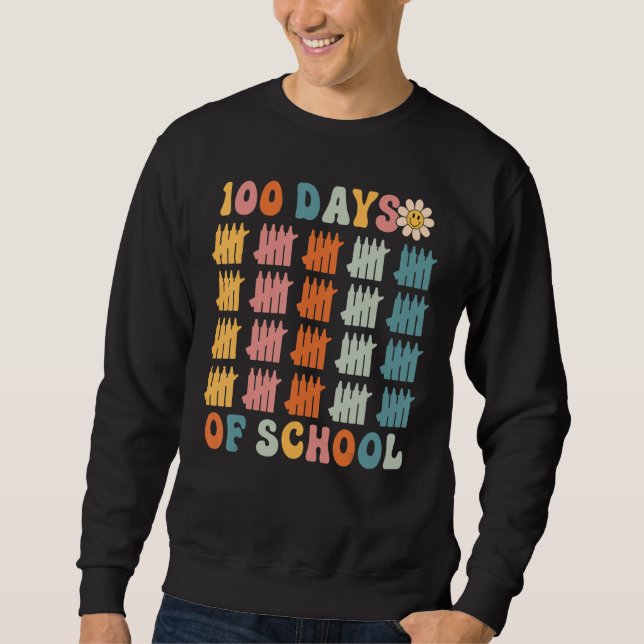 Sweatshirt 100 Days of School Retro Happy 100th Day (Devant)