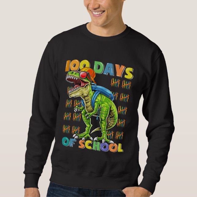 Sweatshirt 100 Days Of School  rex 100 Days Smarter 100th Day (Devant)