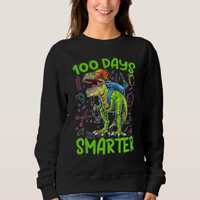Sweatshirt 100 Days Smarter Dinosaur Rex   Kids Boys Toddler (Devant)