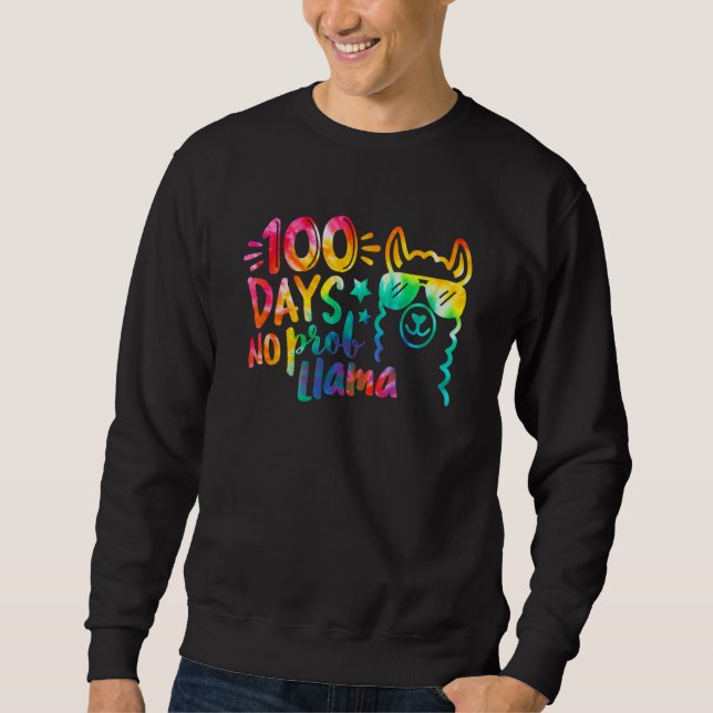 Sweatshirt 100 Jours D'école Pas De Prob-llama Lama Professeu (Devant)