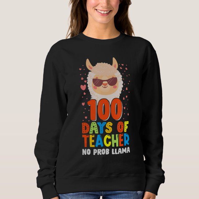 Sweatshirt 100e jour d'école No Prob Lama 100 jours Plus Inte (Devant)