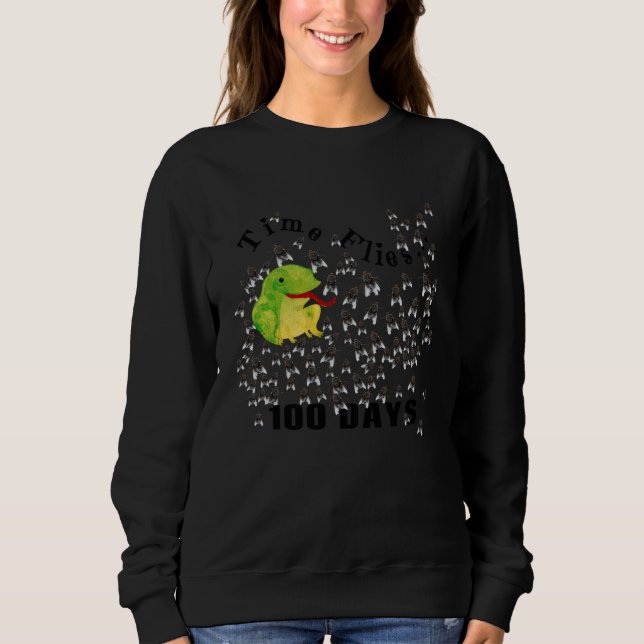 Sweatshirt 100th Day of School Cute Frog Count Flies Boys Gir (Devant)