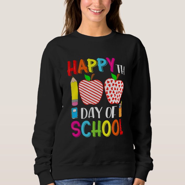 Sweatshirt 100th Day Of School Hearts Stripes Teacher And Stu (Devant)