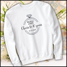 Sweatshirt 10e anniversaire minimaliste du Mariage noir et bl