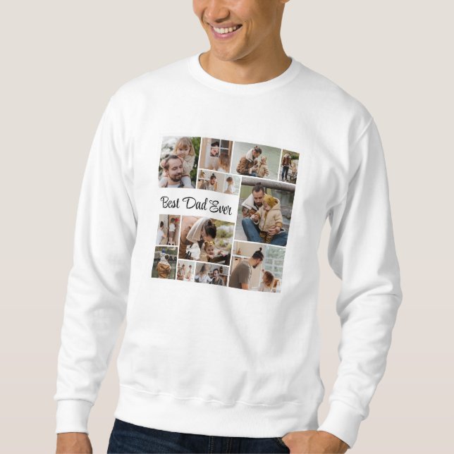 Sweatshirt 12 Photo Collage Meilleur Papa Jamais Hommes (Devant)