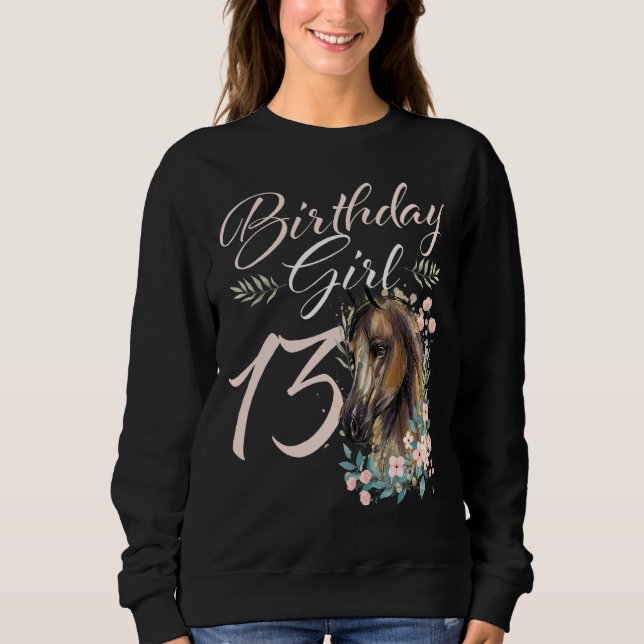 Sweatshirt 13e anniversaire fille cheval 13 ans Anniversaire (Devant)
