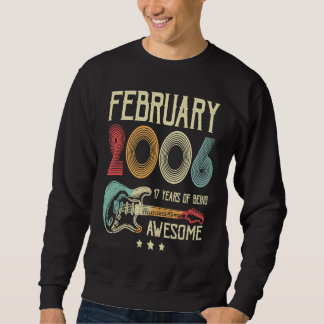 Sweatshirt 17e Anniversaire Guitare Rétro Février 2006 17 Ans