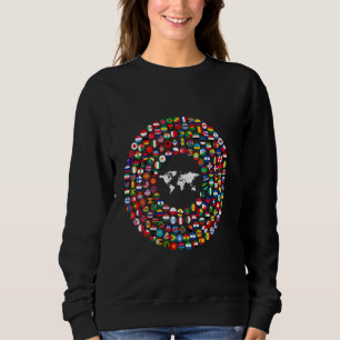 Sweatshirt 180 Drapeaux, Drapeaux du Monde, Carte du Monde av
