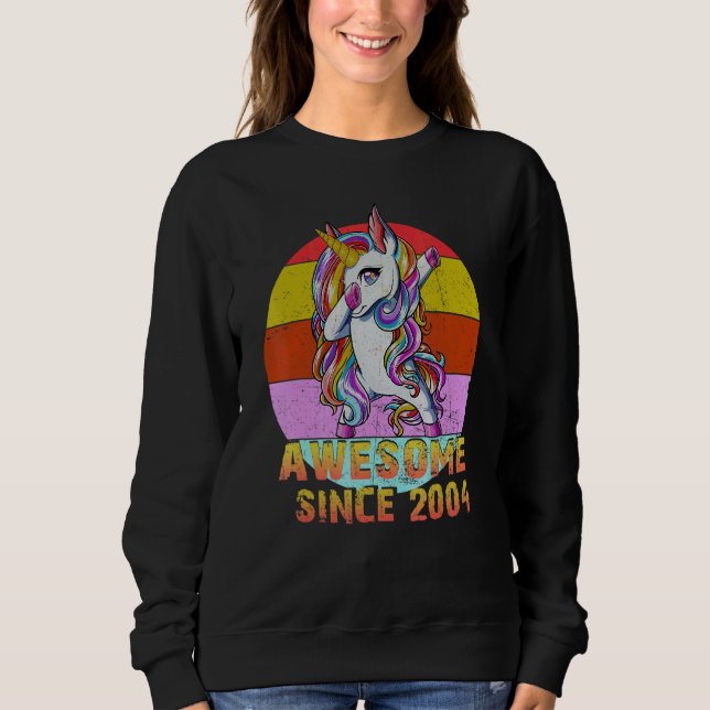 Sweatshirt 18 Ans Unicorne Dabbing Awesome Depuis 2004 Un (Devant)