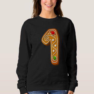 Sweatshirt 1 majuscule de Noël Cookie Numéro d'alphabet