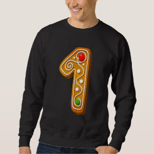 Sweatshirt 1 majuscule de Noël Cookie Numéro d'alphabet
