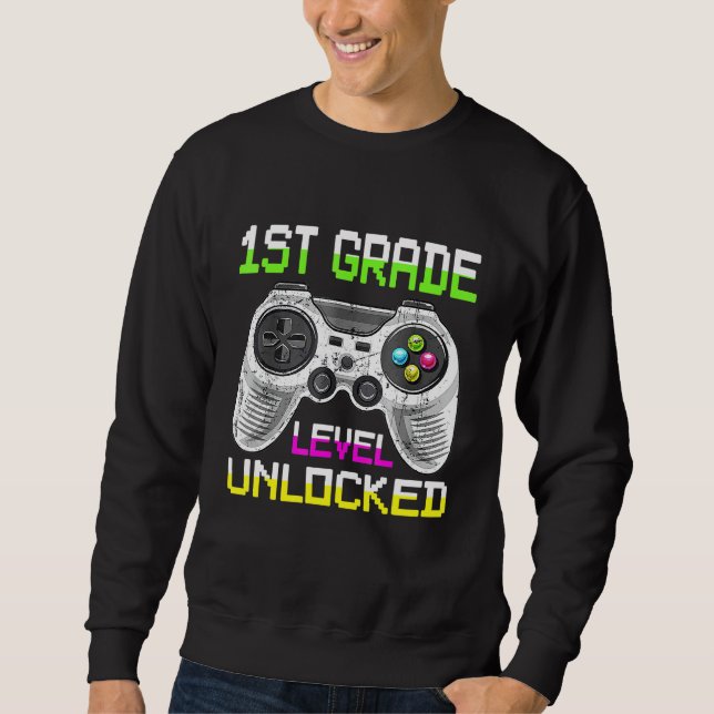 Sweatshirt 1er niveau déverrouillé pour GAMER 1ER JOUR DE SCH (Devant)