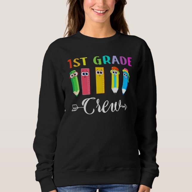 Sweatshirt 1ère année d'équipage Cool 1ère journée d'école él (Devant)