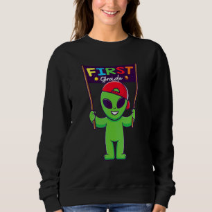 Sweatshirt 1re année Alien mignon tenant un tableau Retour à