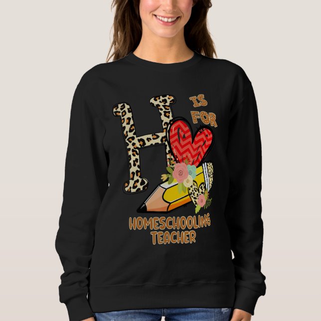 Sweatshirt 1st Day Of School Homeschooling Teacher Leopard Fl (Devant)