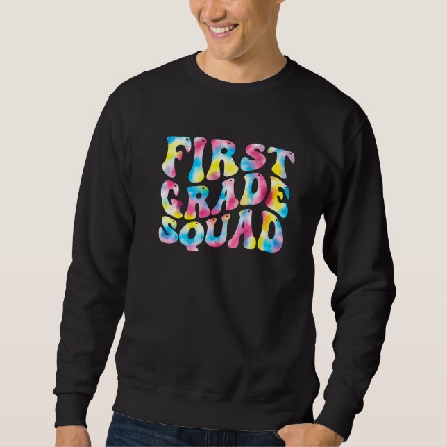Sweatshirt 1st First Grade Squad Teacher Back To School Retro (Devant)