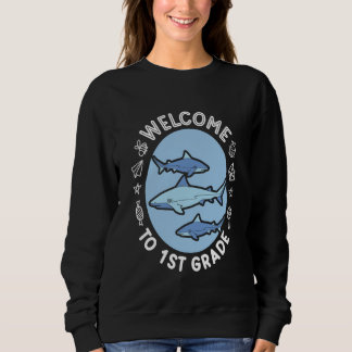 Sweatshirt 1st Grade Outfit Boys Kids Shark - First Day of Fi