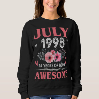 Sweatshirt 24 Ans Fabriqué En Juillet 1998 24ème Anniversaire