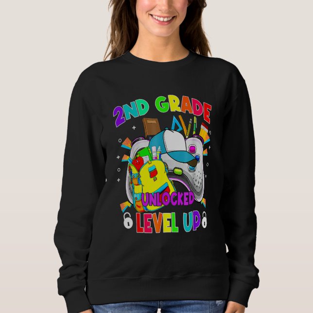 Sweatshirt 2nd Grade Unlocked Level Up Video Game First Day O (Devant)
