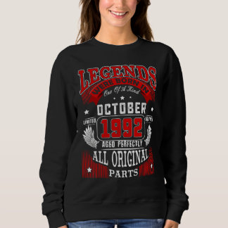 Sweatshirt 30e Anniversaire Légendes Né En Octobre 1992 30 An