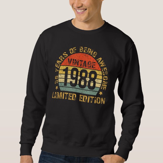 Sweatshirt 35 ans Décorations Hommes 35e Anniversaire 1988 (Devant)