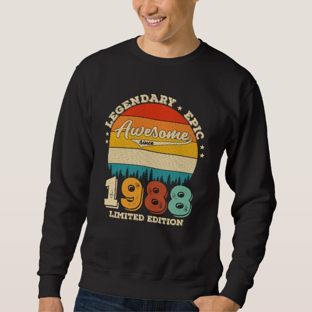 Sweatshirt 37 Ans 1988 Retro Awesome 37e anniversaire Cadeau (Devant)