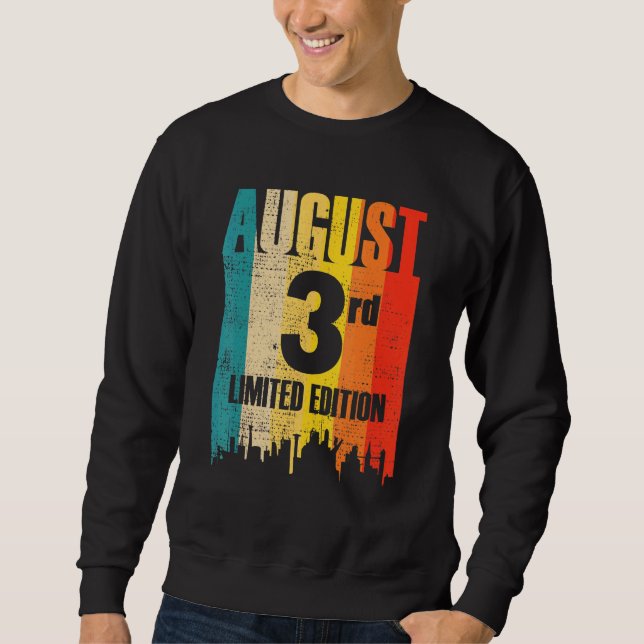 Sweatshirt 3 août Edition limitée Mois 8 3e jour Retro Vin (Devant)