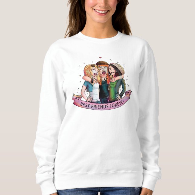 Sweatshirt 3 Filles meilleur ami (Devant)