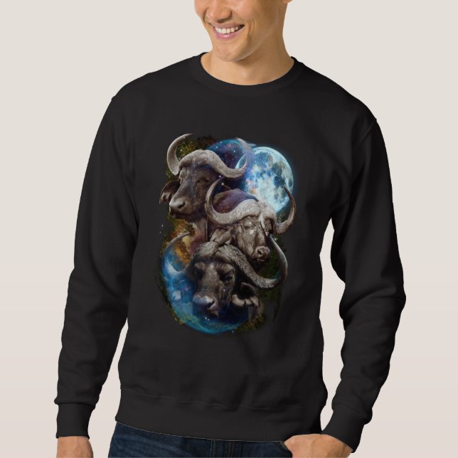 Sweatshirt 3 Moon Buffalo Bison Graphic Animal (Devant)