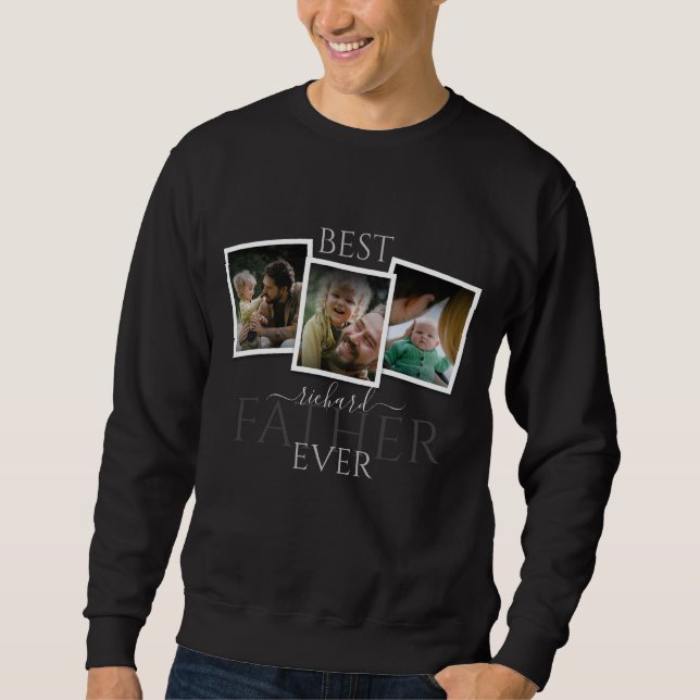 Sweatshirt 3 Photo Collage papa Famille Fête des pères mémora (Devant)
