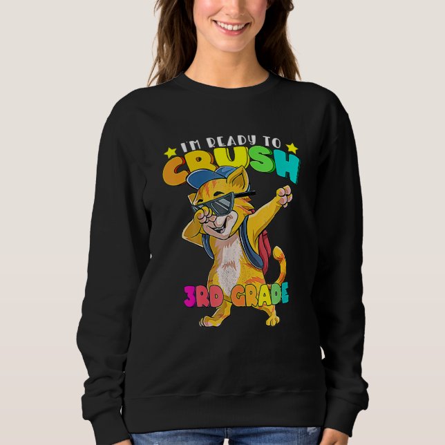 Sweatshirt 3e année Dabbing Chat Retour à l'école Garçons Fil (Devant)