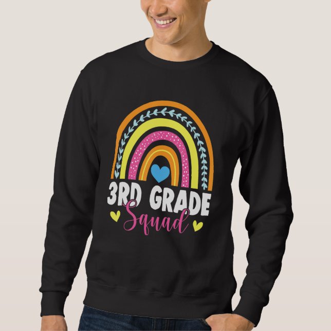 Sweatshirt 3rd Grade Squad Rainbow First Day Back To School (Devant)