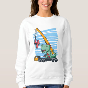 Sweatshirt 4 ans 4Anniversaire grue mobile Dinosaur