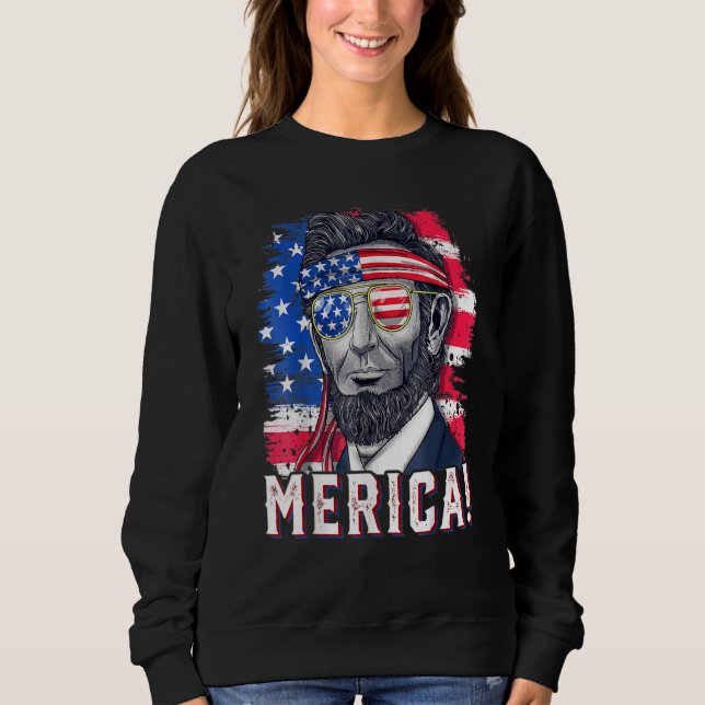Sweatshirt 4 juillet Abraham Lincoln Lunettes de soleil Ameri (Devant)