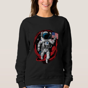 Sweatshirt 4 juillet Astronaut USA American Flag Funny Part