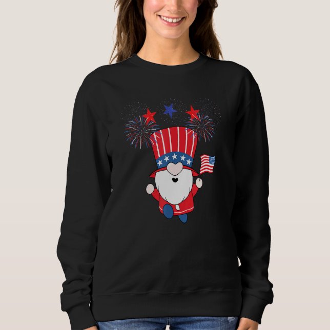 Sweatshirt 4 juillet Casquette Gnome Drapeau américain Feu d' (Devant)