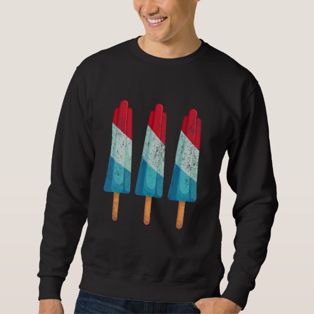Sweatshirt 4 juillet Crème glacée Popsicle Rouge Blanc Bleu A (Devant)