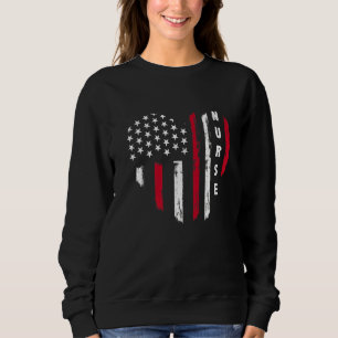Sweatshirt 4 juillet Femmes Infirmière patriotique Coeur arti