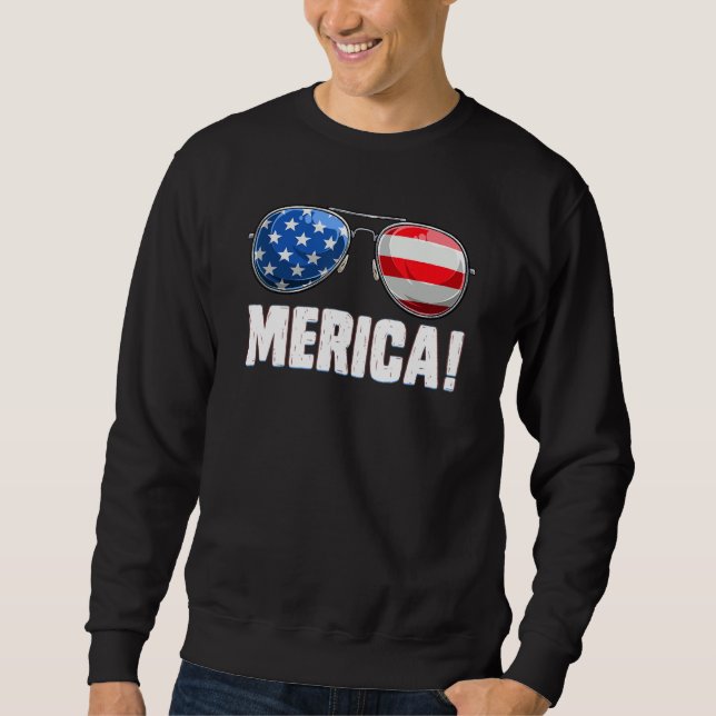 Sweatshirt 4 juillet Merica Drapeau Lunettes de soleil Garçon (Devant)