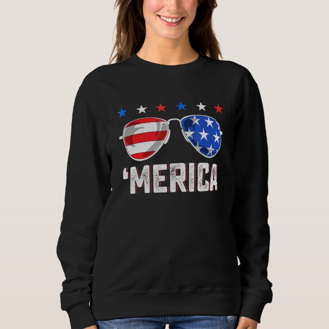 Sweatshirt 4 juillet Merica Drapeau Lunettes de soleil Garçon (Devant)